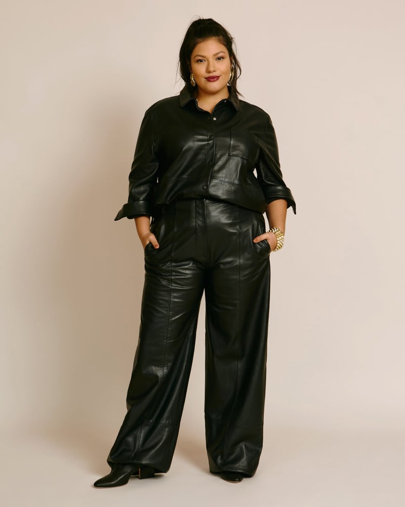 Helen Leather Shirt Black